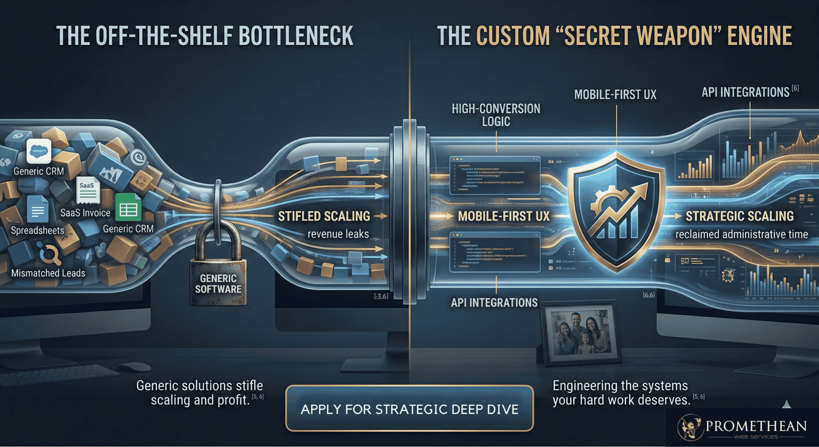 The "Off-the-Shelf" Bottleneck. Why generic software eventually kills business scaling.